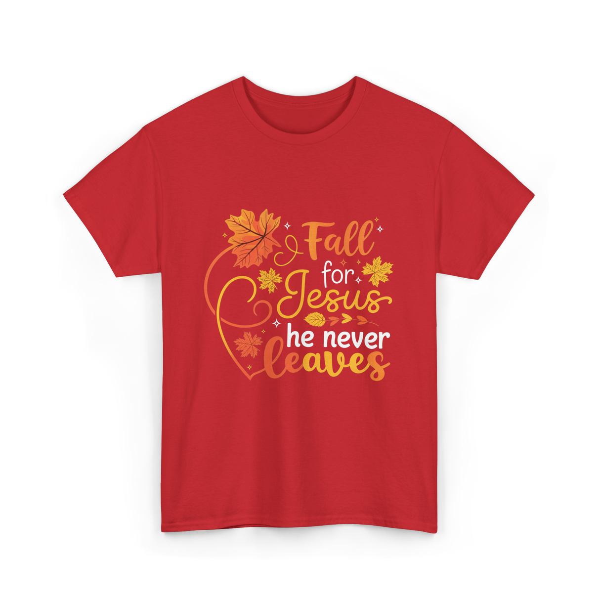 Fall for Jesus Autumn Christian T-Shirt - Red