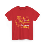 Fall for Jesus Autumn Christian T-Shirt - Red