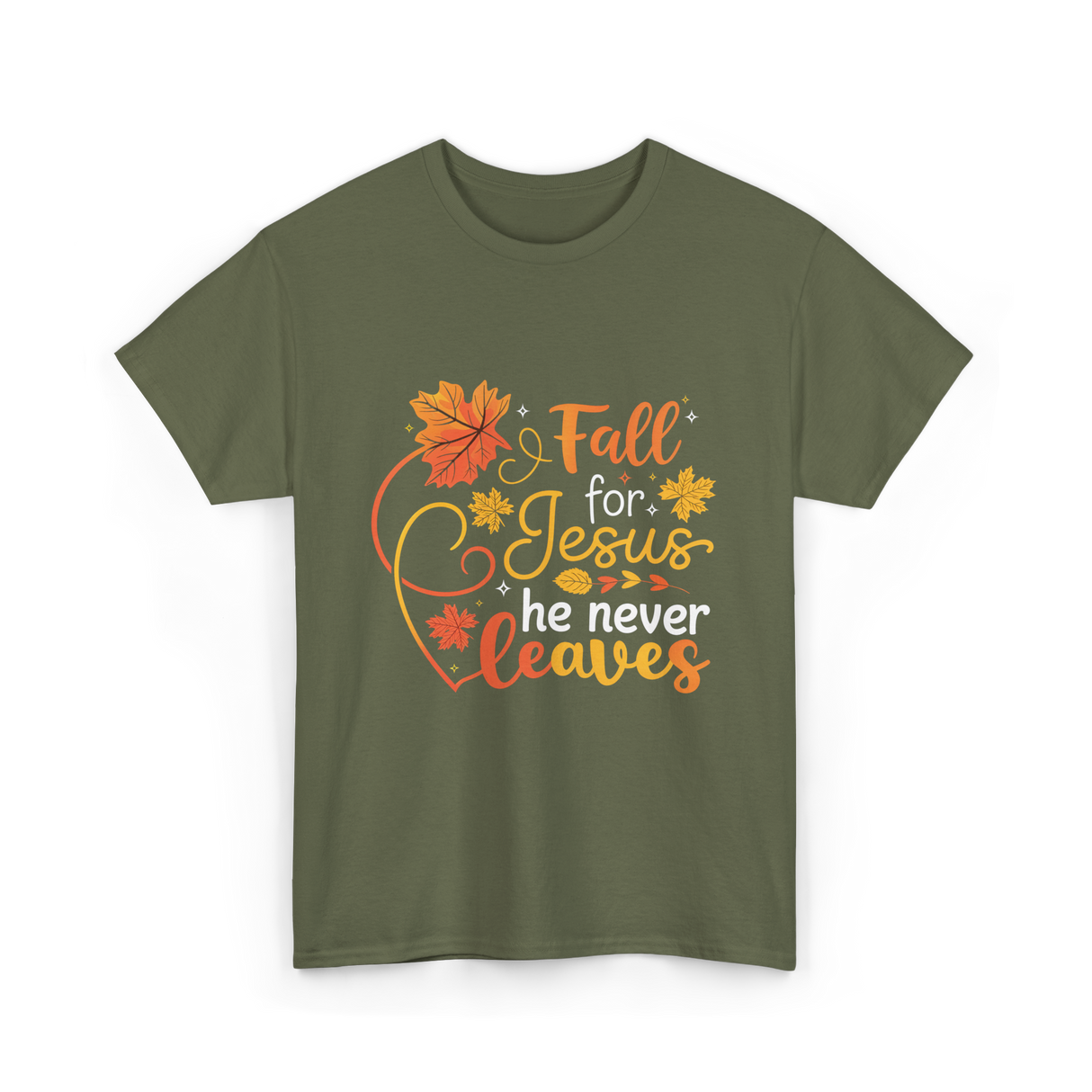 Fall for Jesus Autumn Christian T-Shirt - Military Green