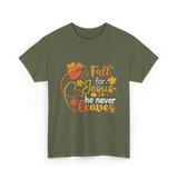 Fall for Jesus Autumn Christian T-Shirt - Military Green