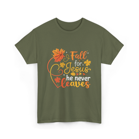 Fall for Jesus Autumn Christian T-Shirt - Military Green