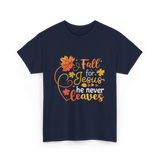 Fall for Jesus Autumn Christian T-Shirt - Navy