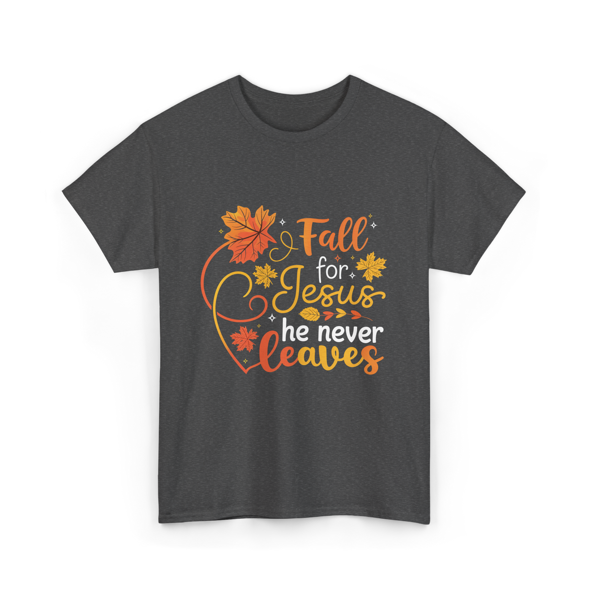 Fall for Jesus Autumn Christian T-Shirt - Dark Heather