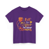 Fall for Jesus Autumn Christian T-Shirt - Purple