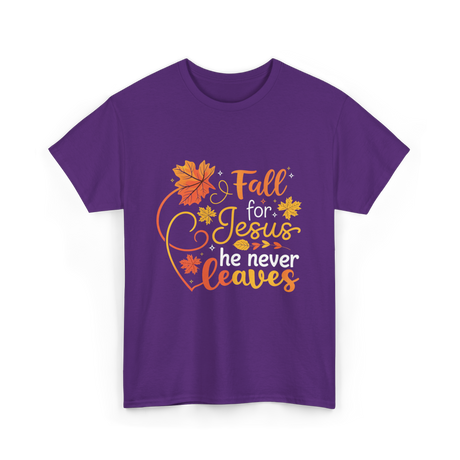 Fall for Jesus Autumn Christian T-Shirt - Purple