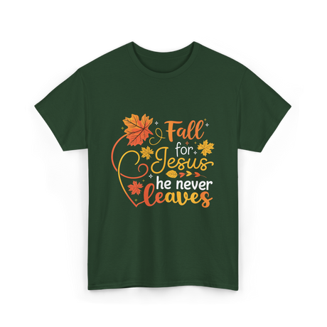 Fall for Jesus Autumn Christian T-Shirt - Forest Green