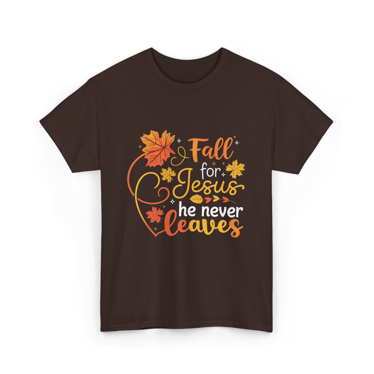 Fall for Jesus Autumn Christian T-Shirt - Dark Chocolate