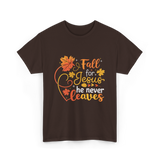 Fall for Jesus Autumn Christian T-Shirt - Dark Chocolate