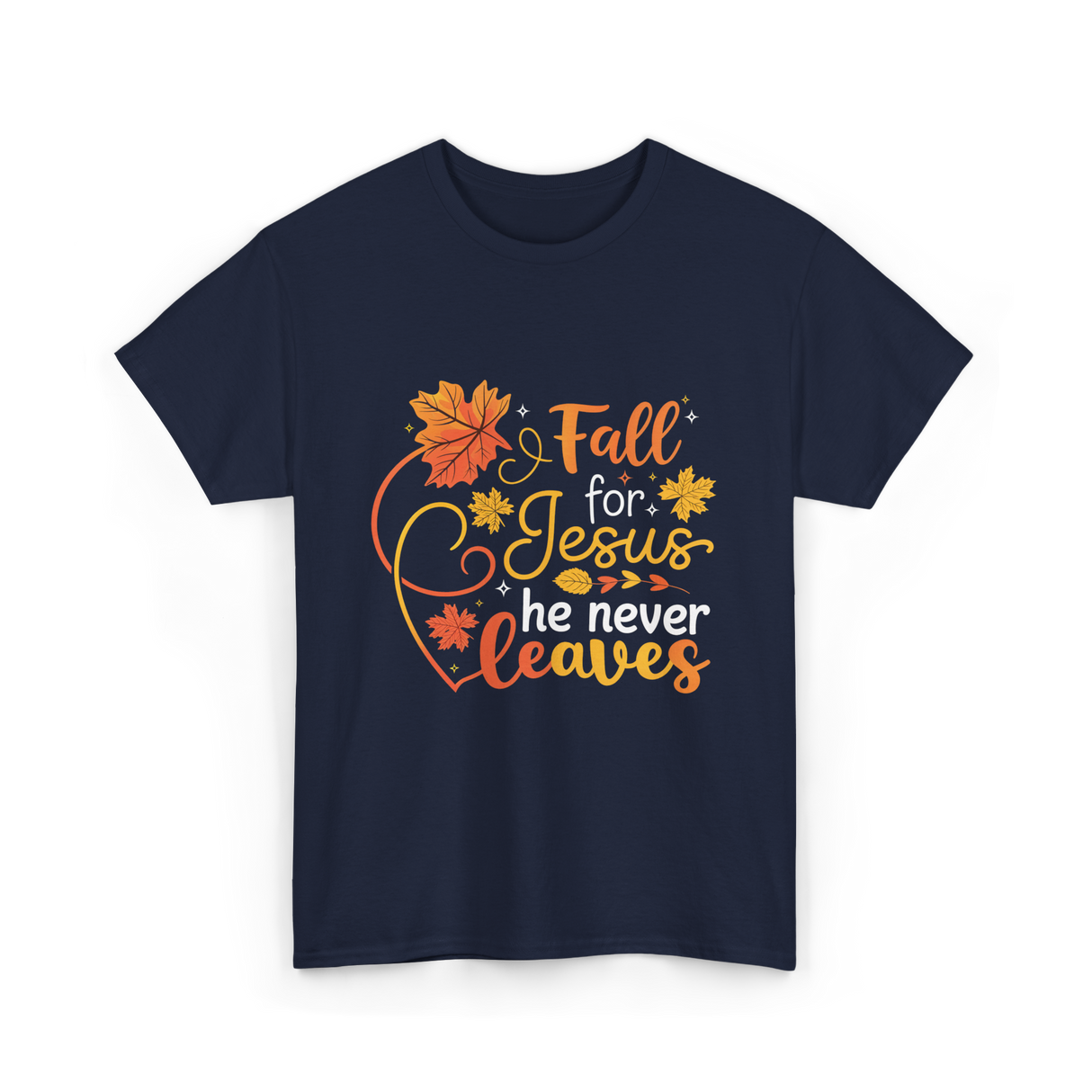 Fall for Jesus Autumn Faith T-Shirt - Navy