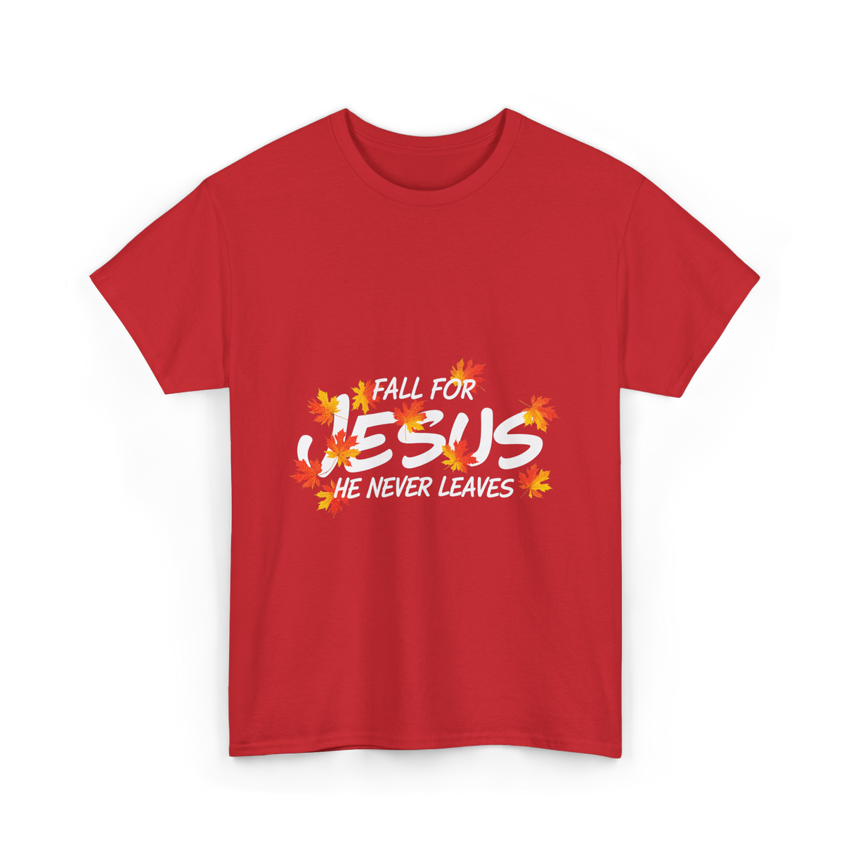 Fall For Jesus Christian Faith T-Shirt - Red