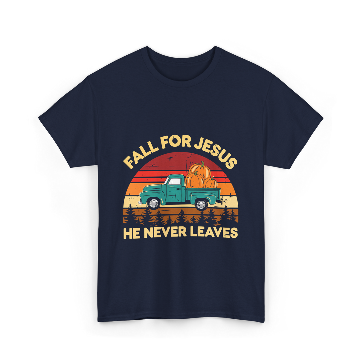 Fall for Jesus Christian Faith T-Shirt - Navy