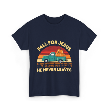 Fall for Jesus Christian Faith T-Shirt - Navy