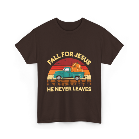 Fall for Jesus Christian Faith T-Shirt - Dark Chocolate