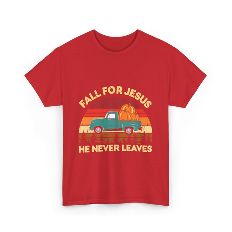 Fall for Jesus Christian Faith T-Shirt - Red