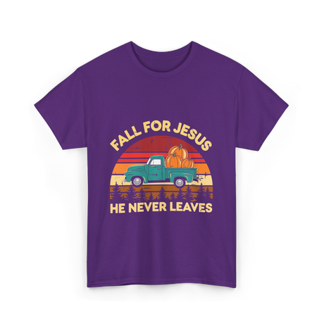 Fall for Jesus Christian Faith T-Shirt - Purple