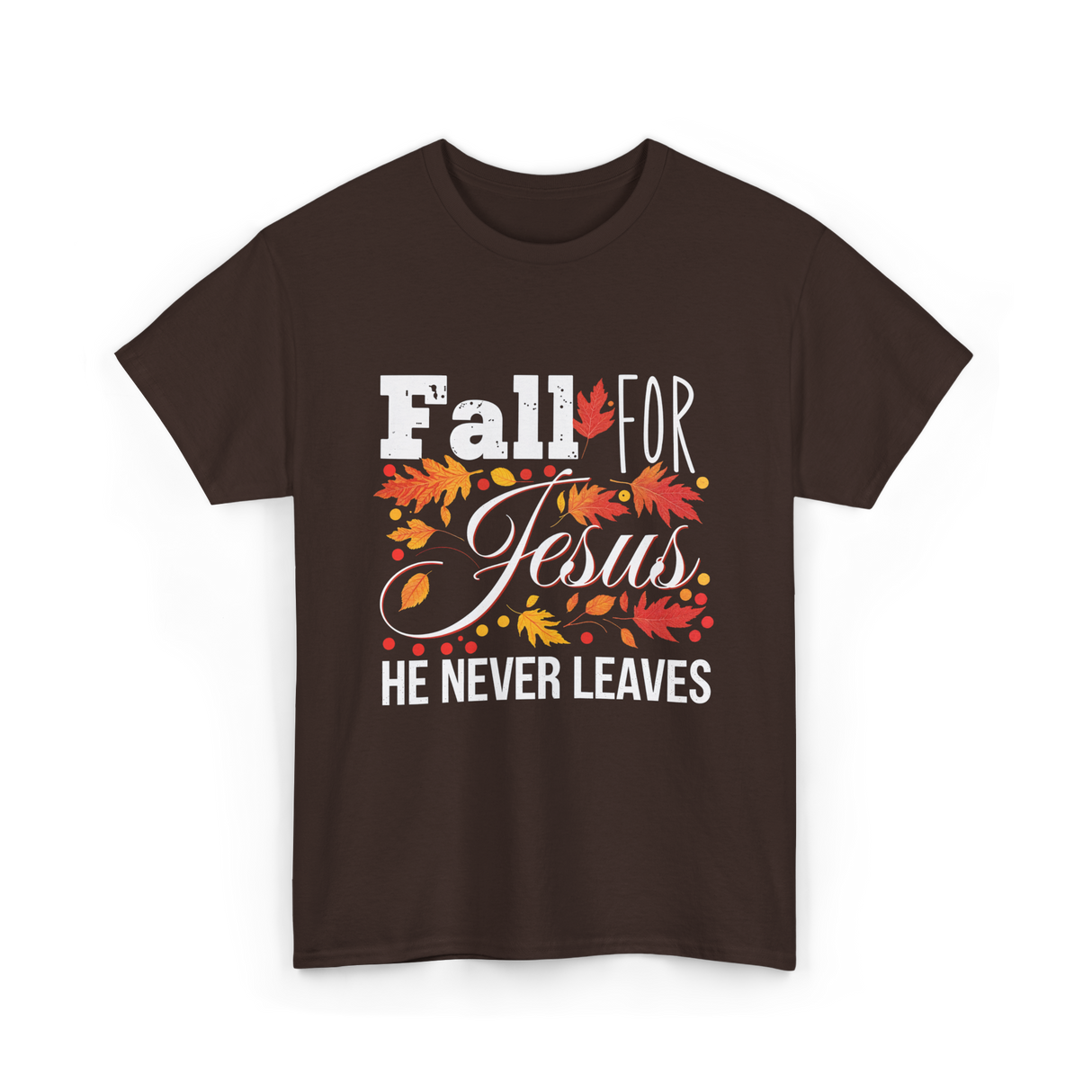 Fall For Jesus Christian T-Shirt - Dark Chocolate