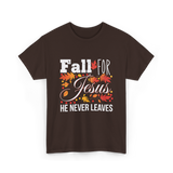 Fall For Jesus Christian T-Shirt - Dark Chocolate