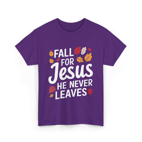 Fall for Jesus Faith Autumn T-Shirt - Purple