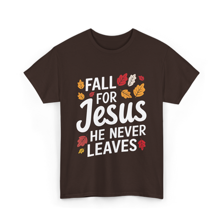 Fall for Jesus Faith Autumn T-Shirt - Dark Chocolate