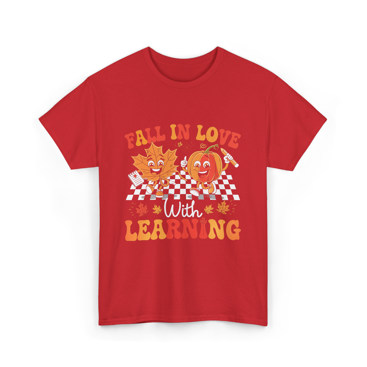 Fall In Love Learning Autumn T-Shirt - Red