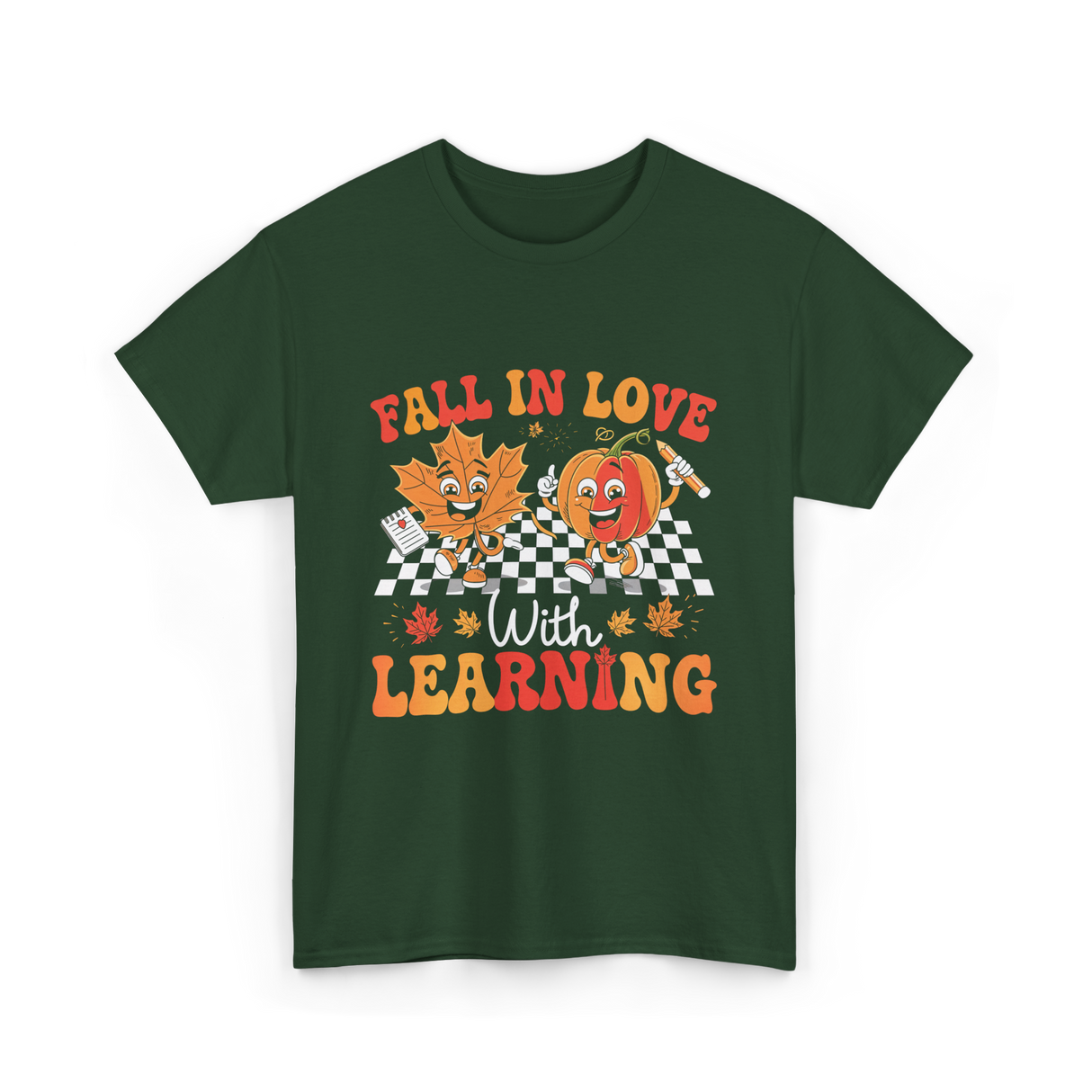 Fall In Love Learning Autumn T-Shirt - Forest Green