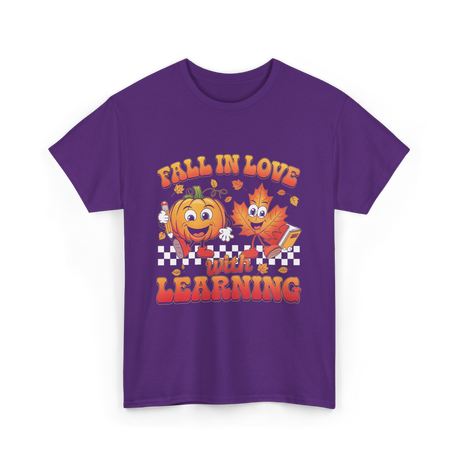 Fall In Love Learning Teacher T-Shirt - Purple