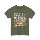 Fall In Love Reading Autumn T-Shirt - Military Green