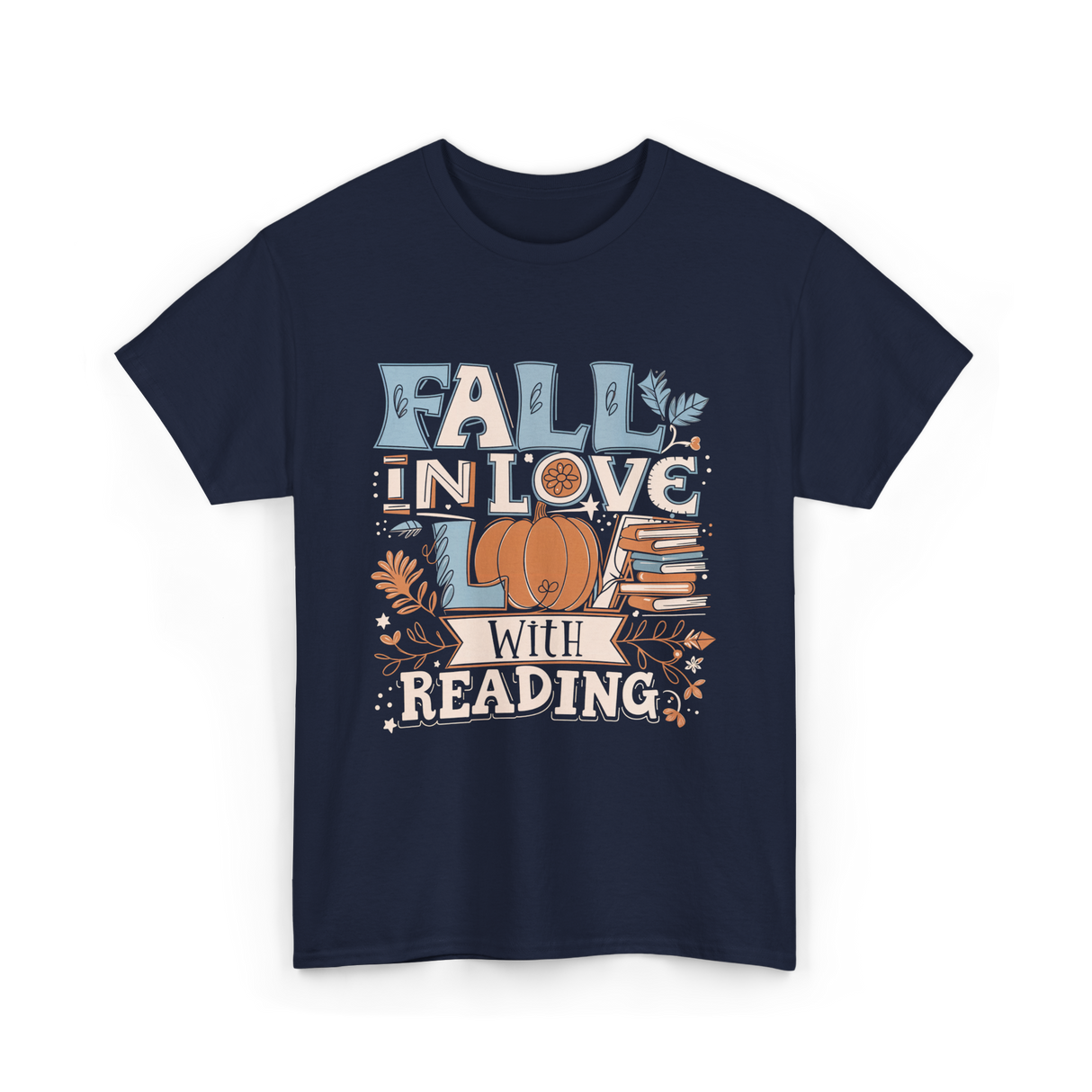 Fall In Love Reading Autumn T-Shirt - Navy