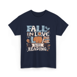 Fall In Love Reading Autumn T-Shirt - Navy