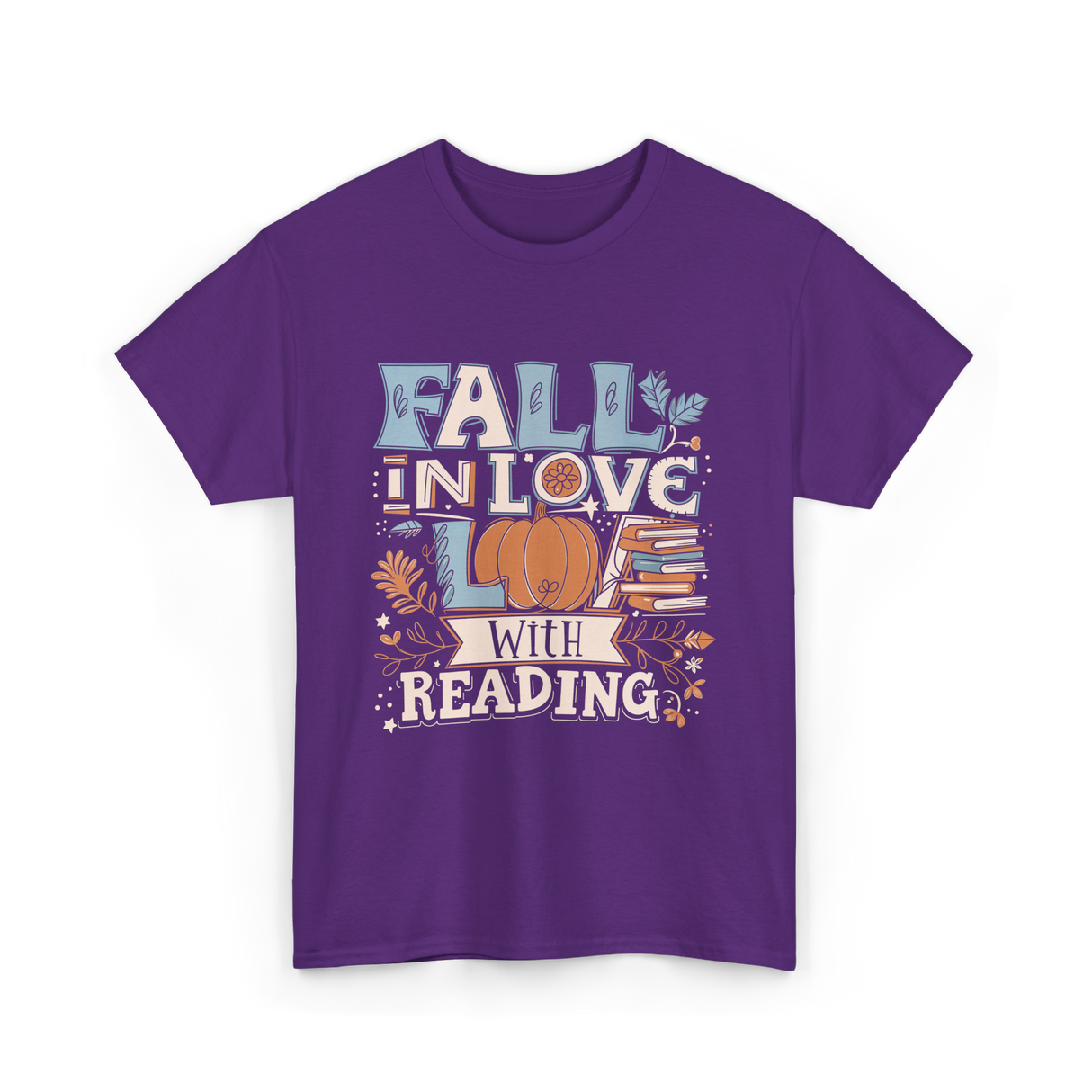 Fall In Love Reading Autumn T-Shirt - Purple