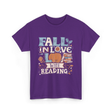 Fall In Love Reading Autumn T-Shirt - Purple