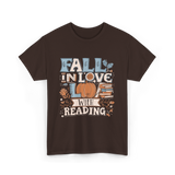 Fall In Love Reading Autumn T-Shirt - Dark Chocolate