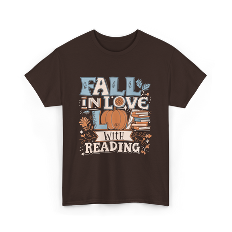 Fall In Love Reading Autumn T-Shirt - Dark Chocolate