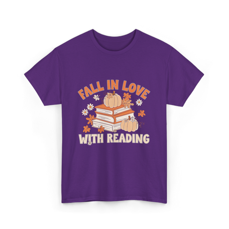 Fall In Love With Reading Books T-Shirt - Purple