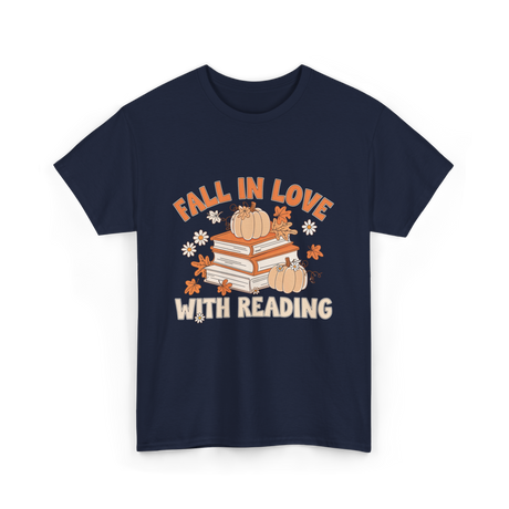 Fall In Love With Reading Books T-Shirt - Navy