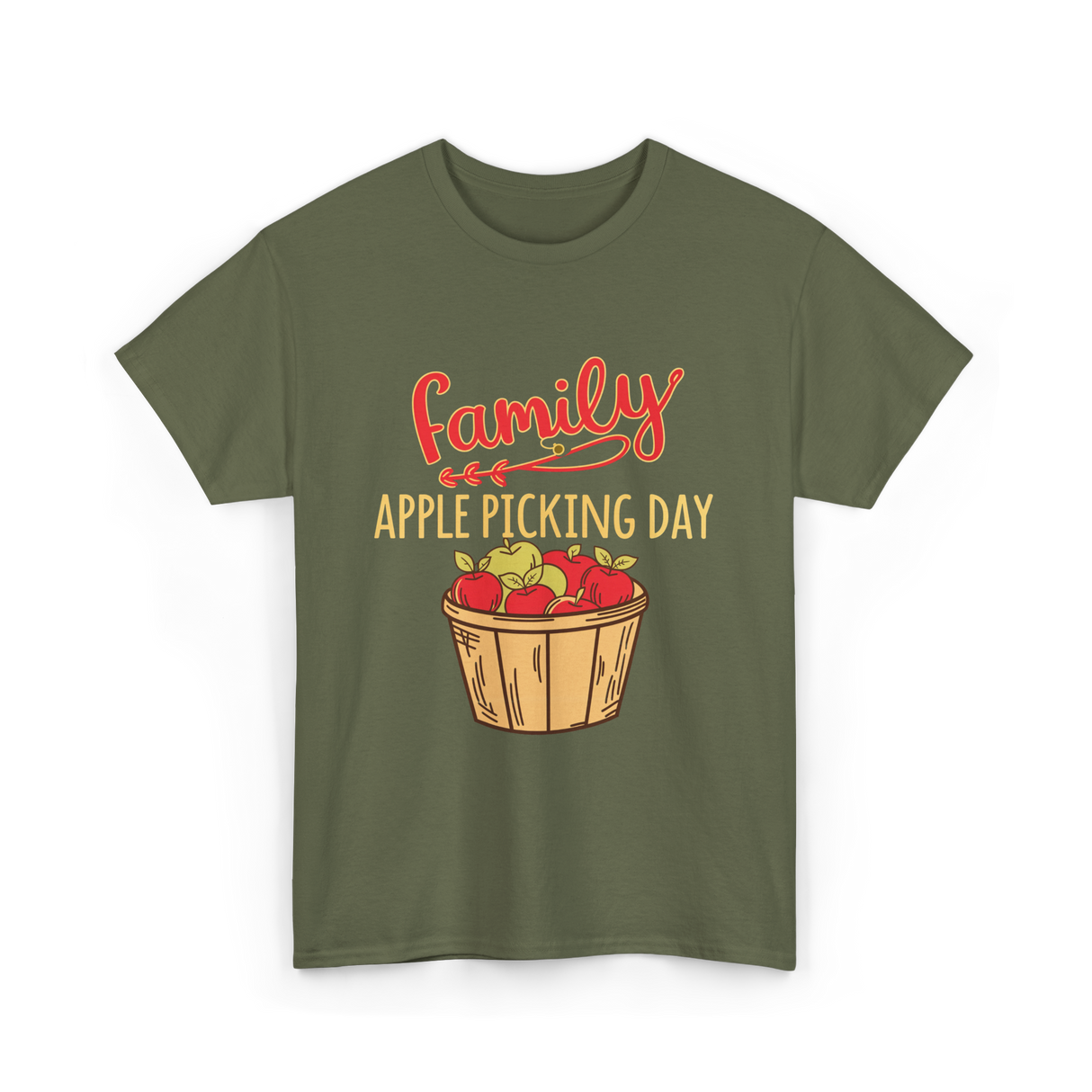 Family Apple Picking Day T-Shirt - Military Green