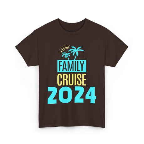 Family Cruise 2024 Travel Vacation T-Shirt - Dark Chocolate