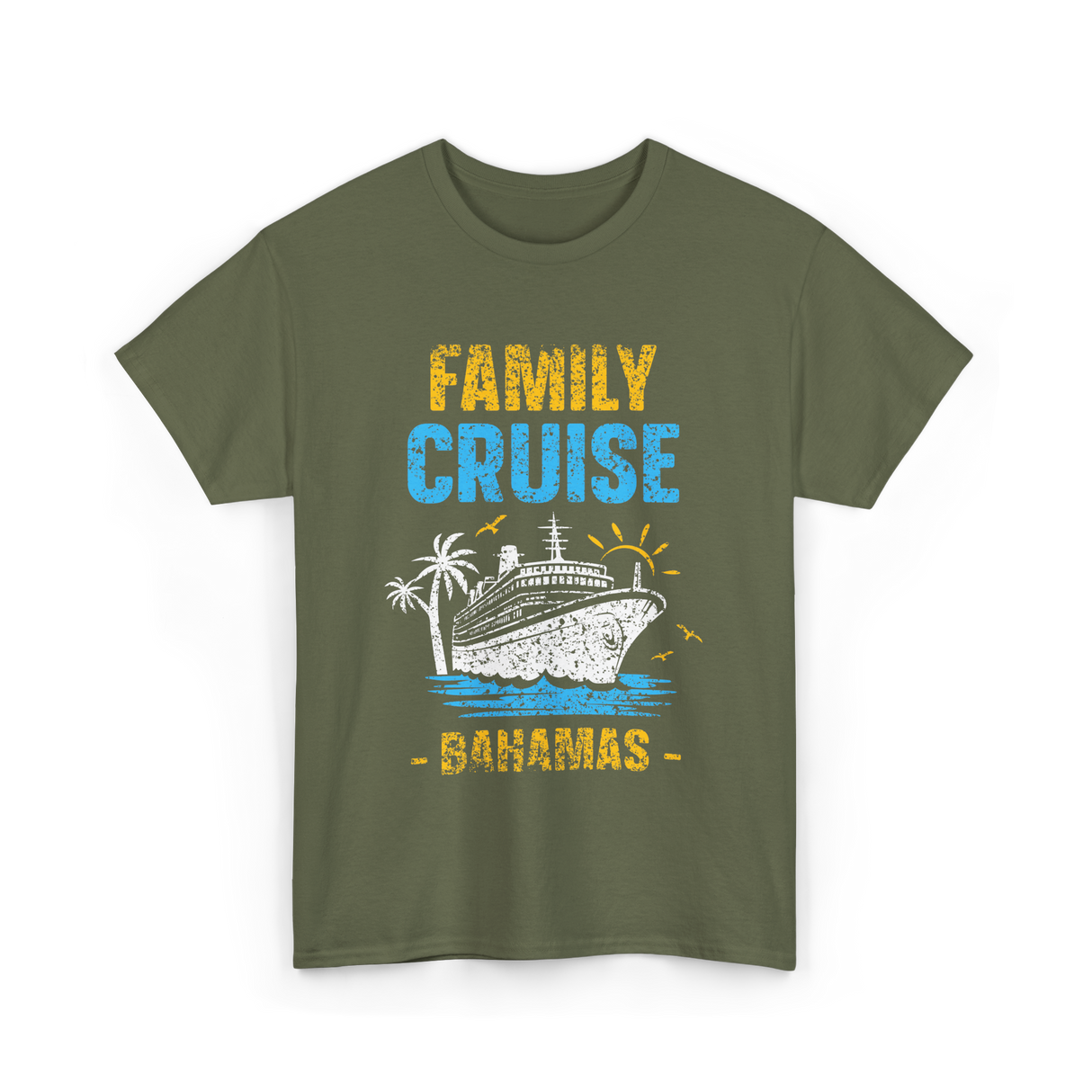 Family Cruise Bahamas Travel T-Shirt - Military Green