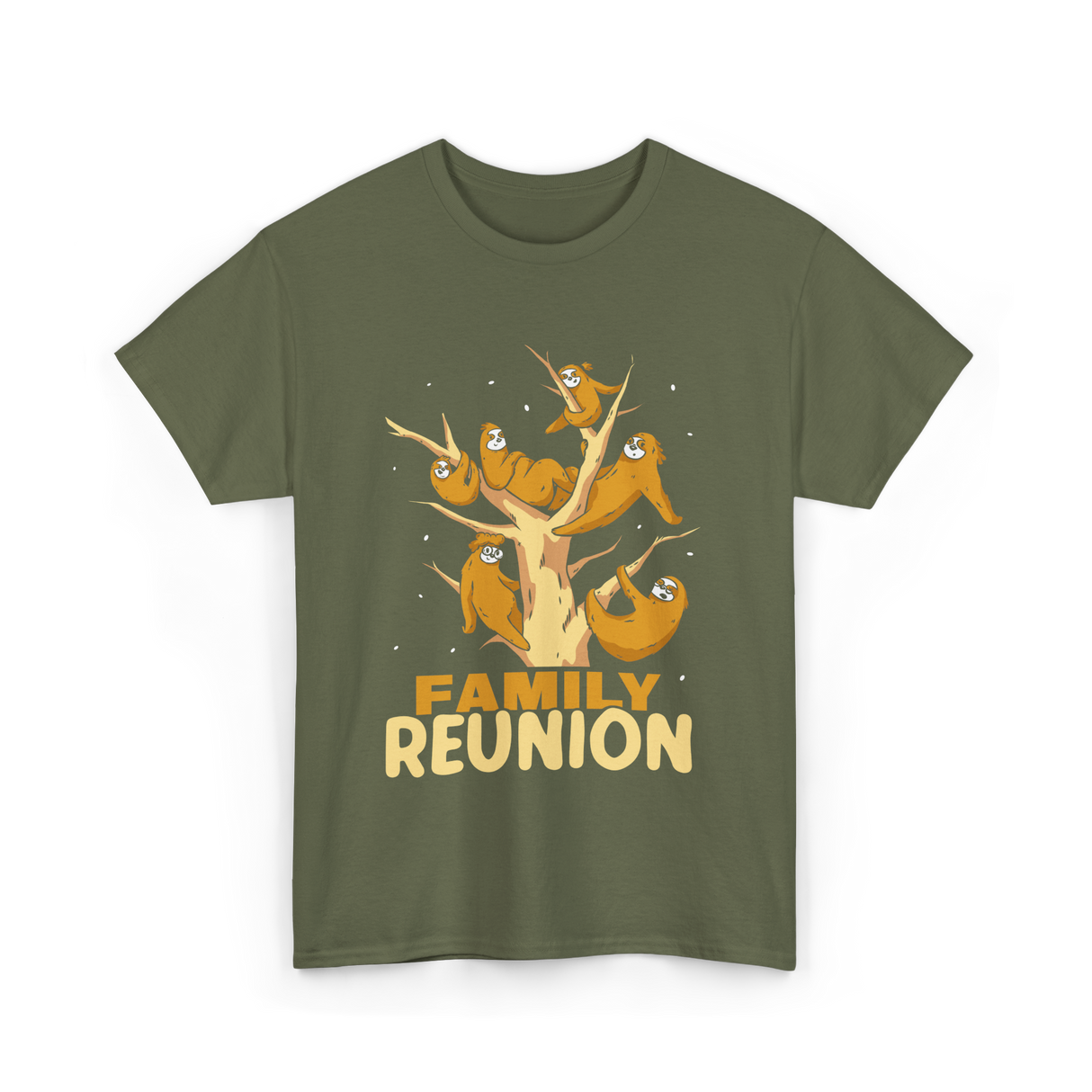 Family Reunion Sloths Gathering T-Shirt - Military Green