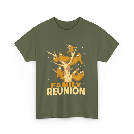 Family Reunion Sloths Gathering T-Shirt - Military Green