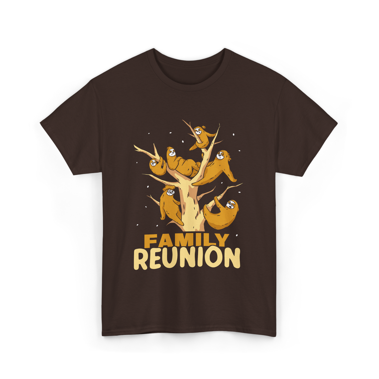 Family Reunion Sloths Gathering T-Shirt - Dark Chocolate