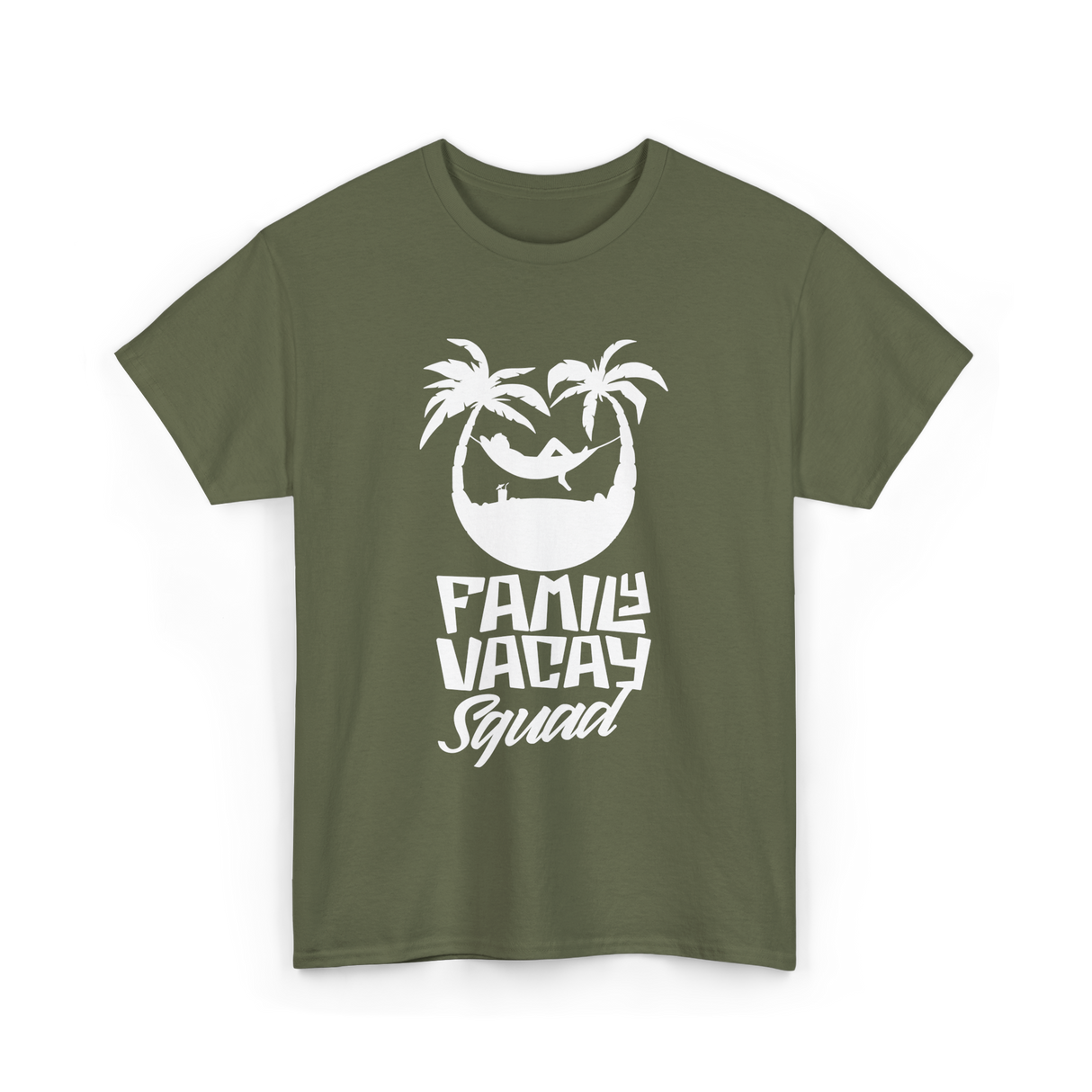 Family Vacay Squad Vacation Travel T-Shirt - Military Green