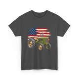 Farm Tractor USA Flag Agriculture T-Shirt - Dark Heather