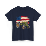 Farm Tractor USA Flag Agriculture T-Shirt - Navy