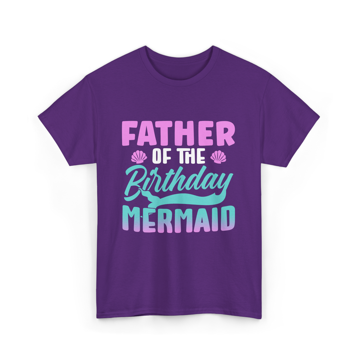 Father Mermaid Birthday Mermaid T-Shirt - Purple