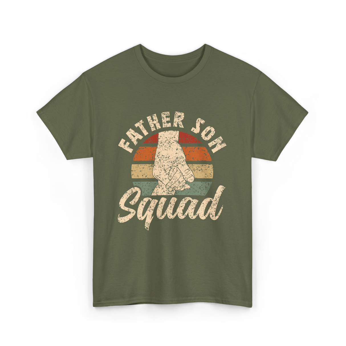 Father Son Squad Dad Parenting T-Shirt - Military Green