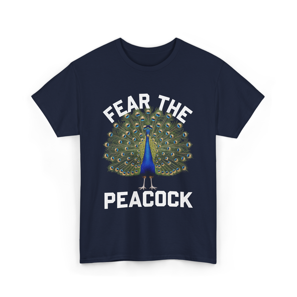 Fear The Peacock Bird Lover T-Shirt - Navy