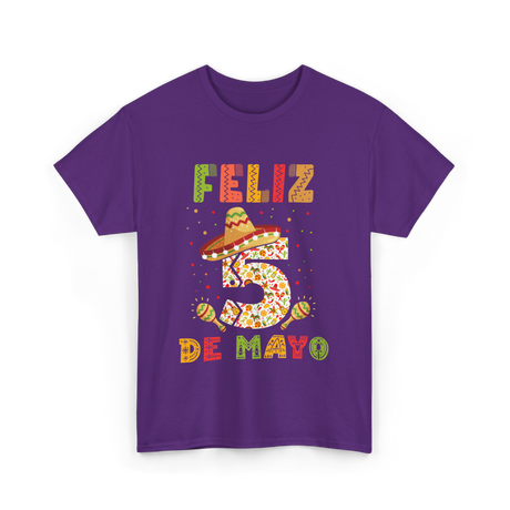 Feliz 5 De Mayo Cinco De Mayo T-Shirt - Purple