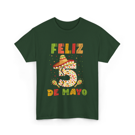 Feliz 5 De Mayo Cinco De Mayo T-Shirt - Forest Green