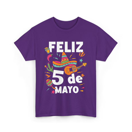 Feliz 5 de Mayo Fiesta Mexico T-Shirt - Purple